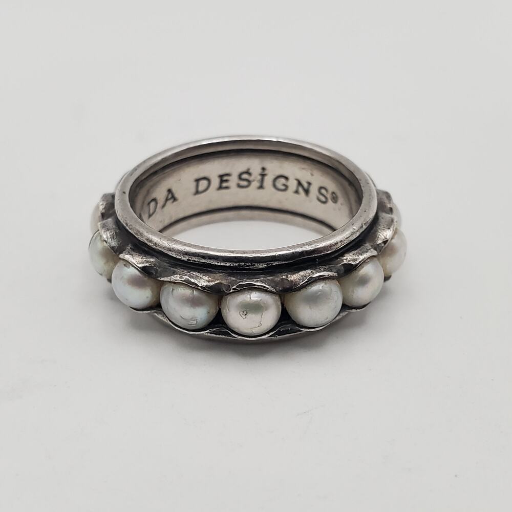 Silpada Designs Sterling Silver Nested Pearls Ring Scalloped Bezel R2209 Size 7 - Picture 2 of 10
